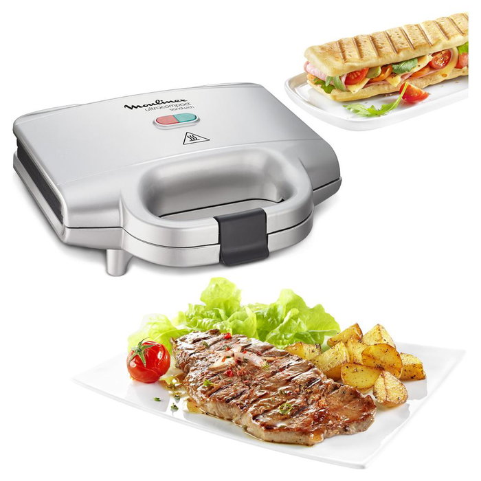 Moulinex Sandwichera Compacto Panini Grill - Compacta y eficiente para sandwiches y paninis