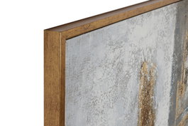 DKD Home Decor Cuadro Lienzo Abstracto Pintado a Mano Gris y Dorado 131x131 cm