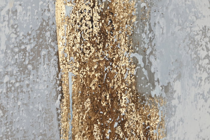 DKD Home Decor Cuadro Lienzo Abstracto Pintado a Mano Gris y Dorado 131x131 cm DKD Home Decor Cuadro Lienzo Abstracto Pintado a Mano Gris y Dorado 131x131 cm