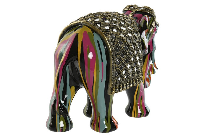 DKD Home Decor Figura Elefante Multicolor Indi Pop Moderno 14 x 22 x 31 cm