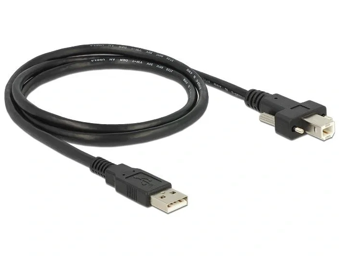 DeLOCK Cable USB 2.0 de 1 m, USB A a USB B con tornillos, Negro DeLOCK Cable USB 2.0 de 1 m, USB A a USB B con tornillos, Negro