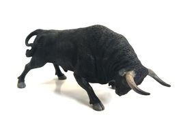 Deqube Toro Bravo Negro Zaino Embistiendo Réplica Animal Pintada a Mano en Resina Coleccionable para +3 Años