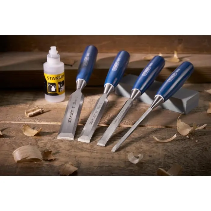 Stanley Cinceles de Madera 4 ABS, Set de 4 Piezas con Mango de Polipropileno, Incluye Aceite y Piedra Stanley Cinceles de Madera 4 ABS, Set de 4 Piezas con Mango de Polipropileno, Incluye Aceite y Piedra