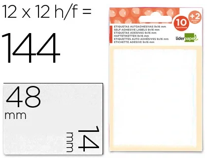 Liderpapel Etiquetas Adhesivas Blancas 14x48 mm (12 hojas) Liderpapel Etiquetas Adhesivas Blancas 14x48 mm (12 hojas)
