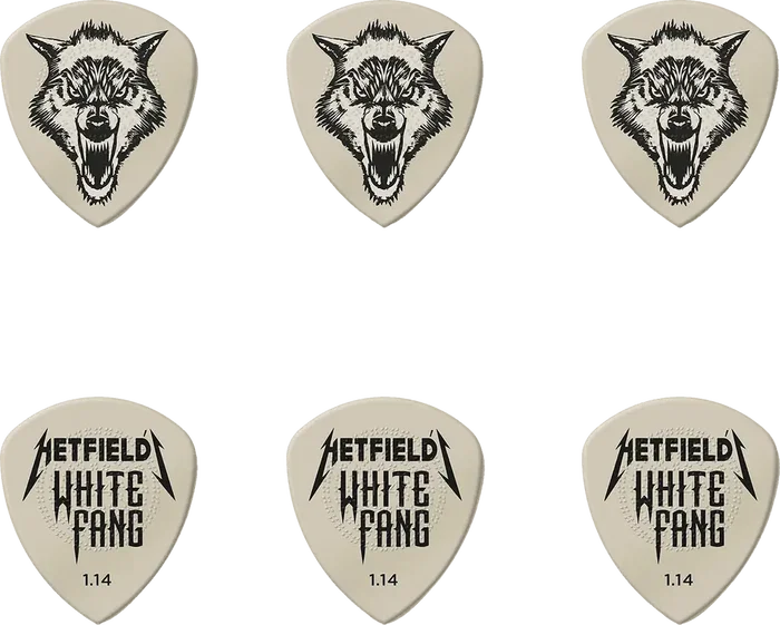 DUNLOP Hetfield's White Fang Custom Flow Caja Surtido 6 Púas de Guitarra con Grosores 0.73mm, 0.88mm, 1.0mm, 1.14mm y 1.4mm - Púas James Hetfield
