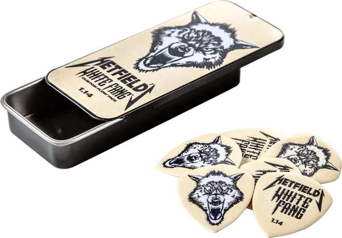 DUNLOP Hetfield's White Fang Custom Flow Caja Surtido 6 Púas de Guitarra con Grosores 0.73mm, 0.88mm, 1.0mm, 1.14mm y 1.4mm - Púas James Hetfield