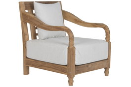 DKD Home Decor Sillón de Teca con Cojín Natural/Beige