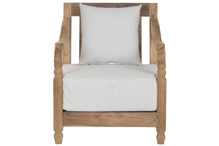 DKD Home Decor Sillón de Teca con Cojín Natural/Beige