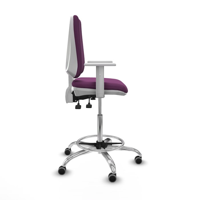 PIQUERAS Y CRESPO Taburete Elche Blanco AS con Tapizado Morado y Base Cromada