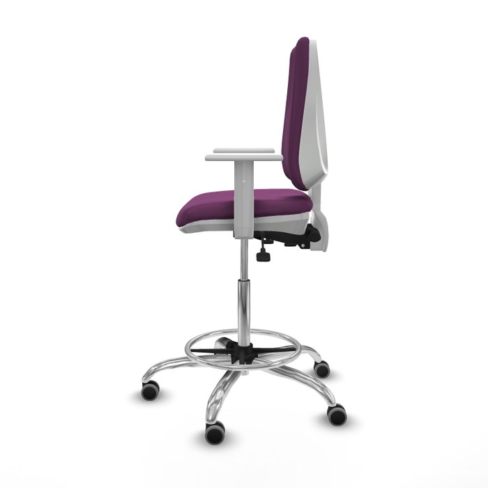 PIQUERAS Y CRESPO Taburete Elche Blanco AS con Tapizado Morado y Base Cromada