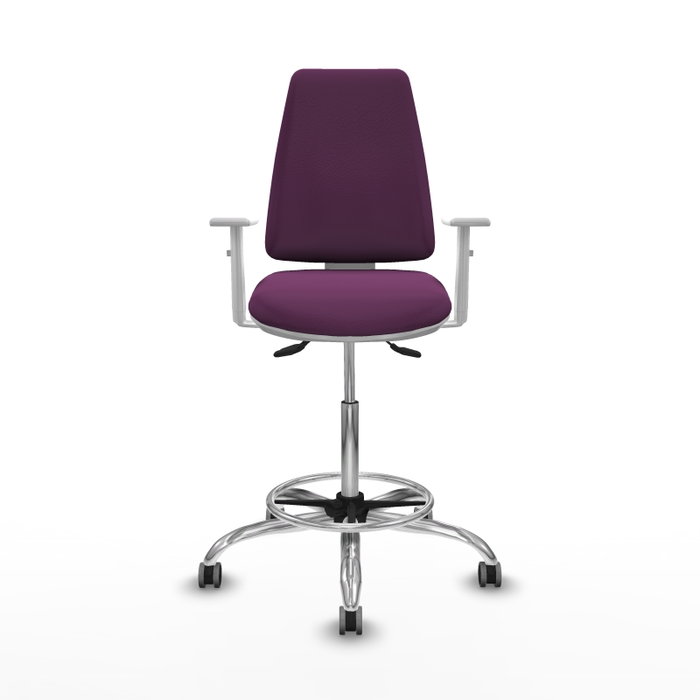 PIQUERAS Y CRESPO Taburete Elche Blanco AS con Tapizado Morado y Base Cromada