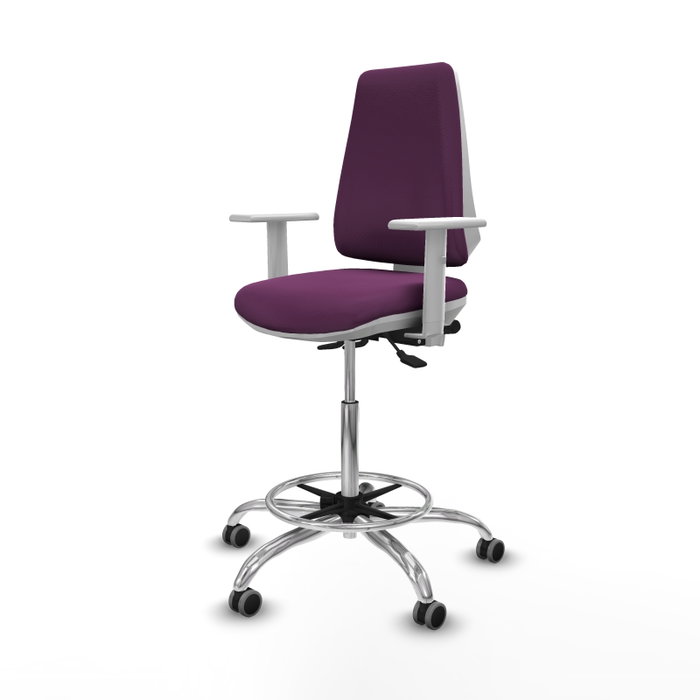 PIQUERAS Y CRESPO Taburete Elche Blanco AS con Tapizado Morado y Base Cromada