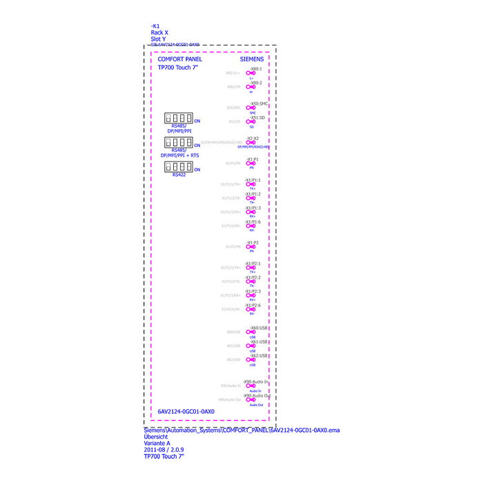 Siemens SIMATIC TP700 Comfort Panel 6AV2124-0GC01-0AX0 con pantalla TFT de 7 pulgadas