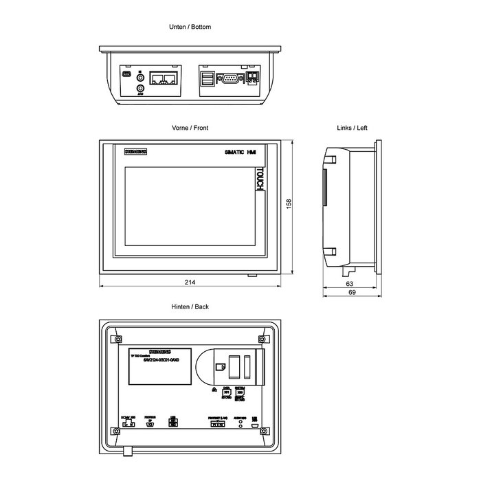 Siemens SIMATIC TP700 Comfort Panel 6AV2124-0GC01-0AX0 con pantalla TFT de 7 pulgadas