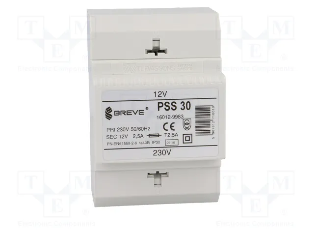 BREVE TUFVASSONS Transformador de red 30VA 230V AC a 12V