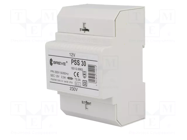 BREVE TUFVASSONS Transformador de red 30VA 230V AC a 12V