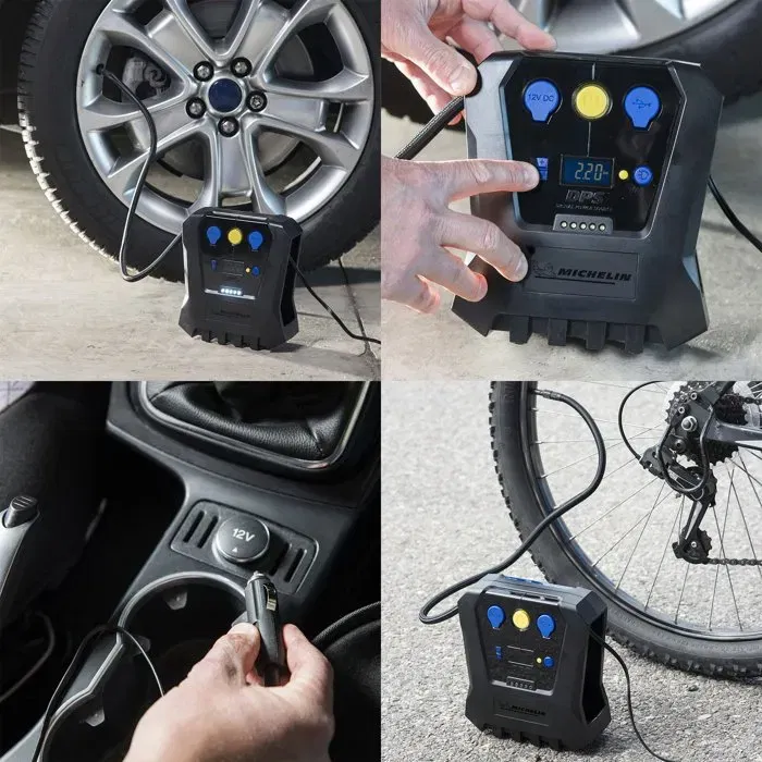 Michelin Compresor programable digital 12V 7 bar con manómetro digital y toma USB/LED