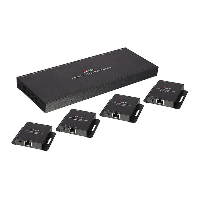 Lindy 38155 Extensor y Divisor HDMI e IR de 4 Puertos con Loop Out