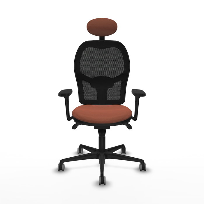 PIQUERAS Y CRESPO Silla de oficina Jorquera con mecanismo sincro, tela marrón y malla negra PIQUERAS Y CRESPO Silla de oficina Jorquera con mecanismo sincro, tela marrón y malla negra