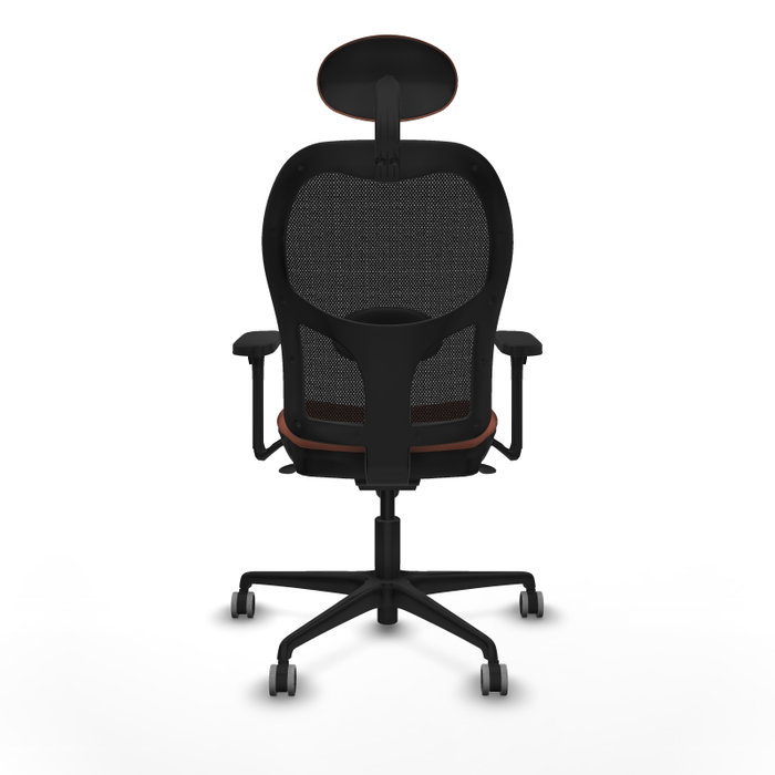 PIQUERAS Y CRESPO Silla de oficina Jorquera con mecanismo sincro, tela marrón y malla negra PIQUERAS Y CRESPO Silla de oficina Jorquera con mecanismo sincro, tela marrón y malla negra