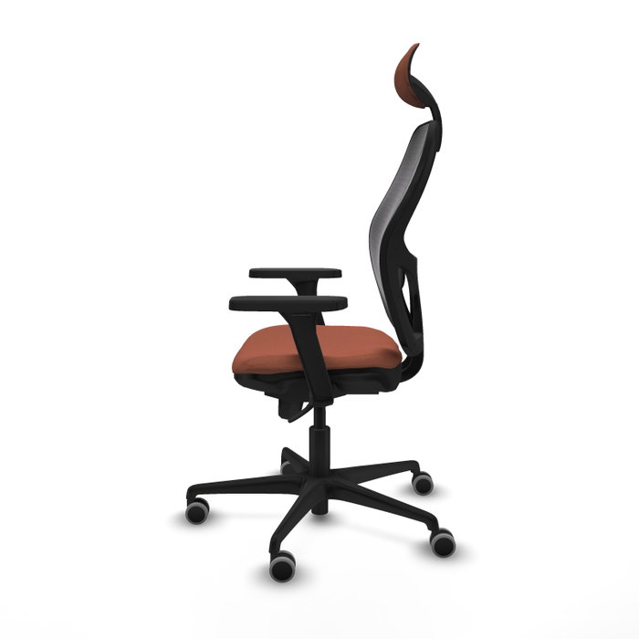 PIQUERAS Y CRESPO Silla de oficina Jorquera con mecanismo sincro, tela marrón y malla negra PIQUERAS Y CRESPO Silla de oficina Jorquera con mecanismo sincro, tela marrón y malla negra