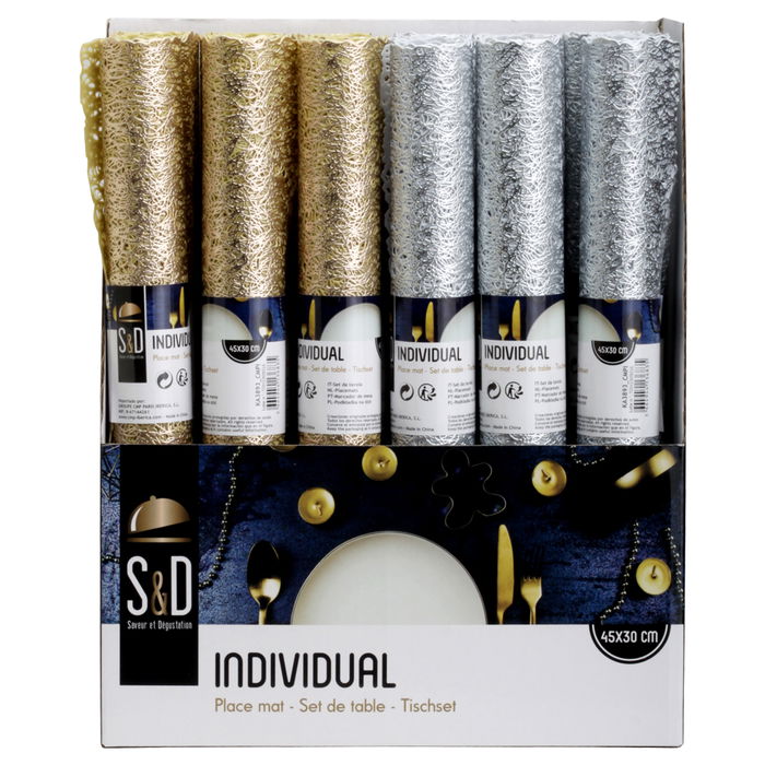 Saveur et Degustation Individual Table En Fête 45x30 cm Colores Surtidos Plateado Dorado