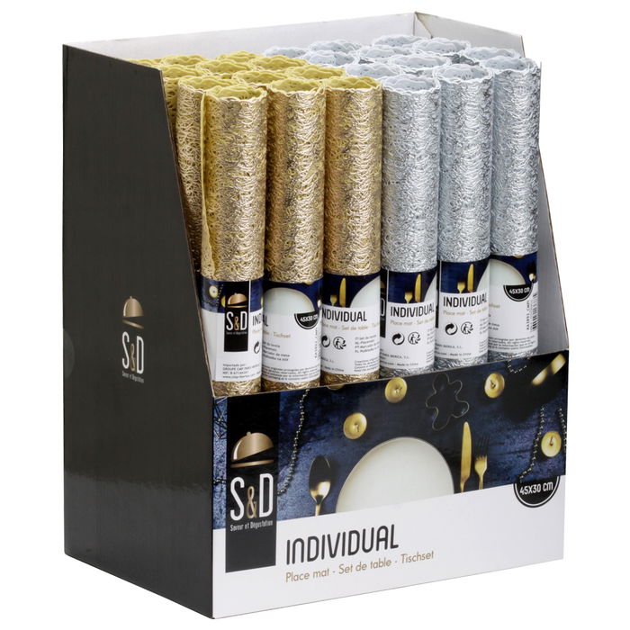 Saveur et Degustation Individual Table En Fête 45x30 cm Colores Surtidos Plateado Dorado