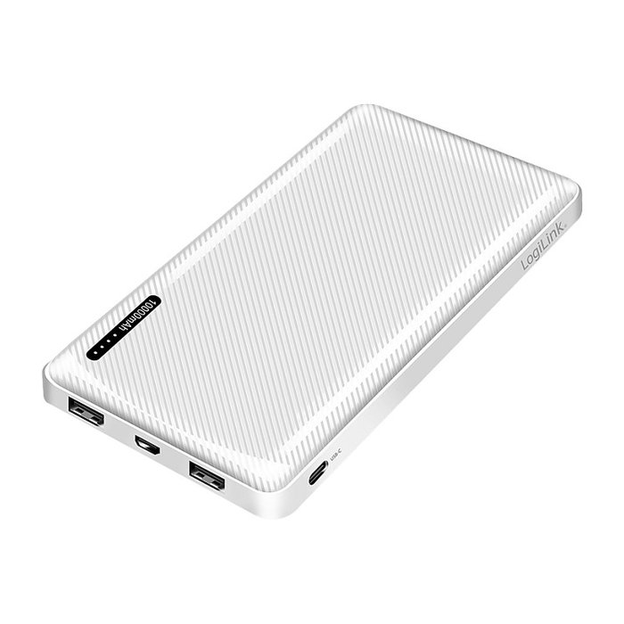LogiLink Power Bank 10000mAh con 1x USB-C y 2x USB-A, Blanco