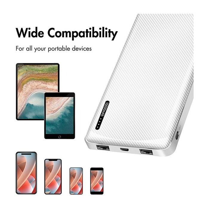 LogiLink Power Bank 10000mAh con 1x USB-C y 2x USB-A, Blanco