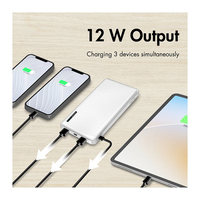 LogiLink Power Bank 10000mAh con 1x USB-C y 2x USB-A, Blanco