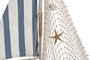 DKD Home Decor Figura de Barco Azul y Blanco con LED
