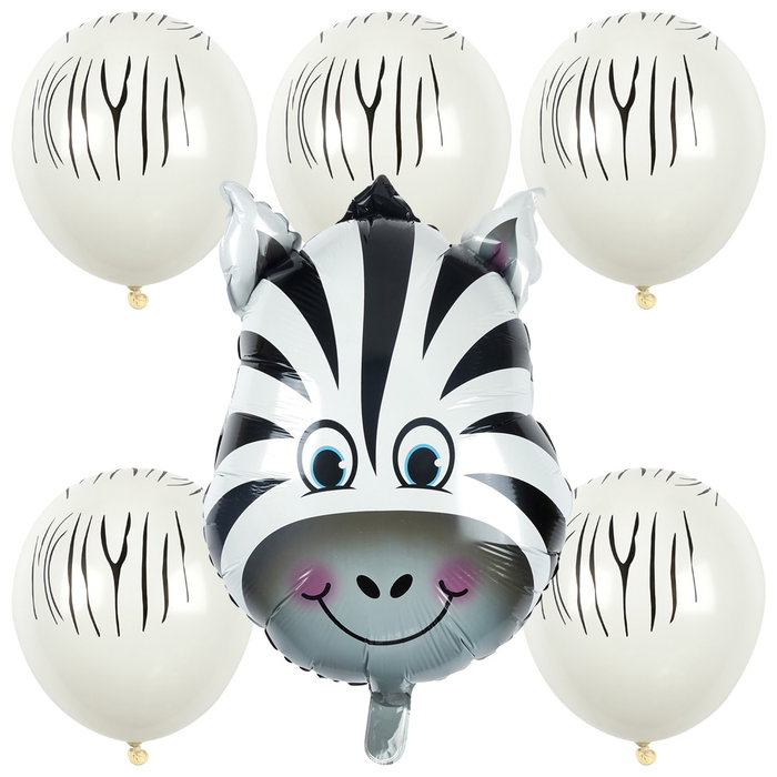 Party Time Juego De 6 Globos Sabana Cebra Tigre Diámetro 45 cm