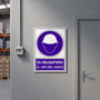 DUVER Señal de Obligación de Uso de Casco en Plástico 345 x 245 mm