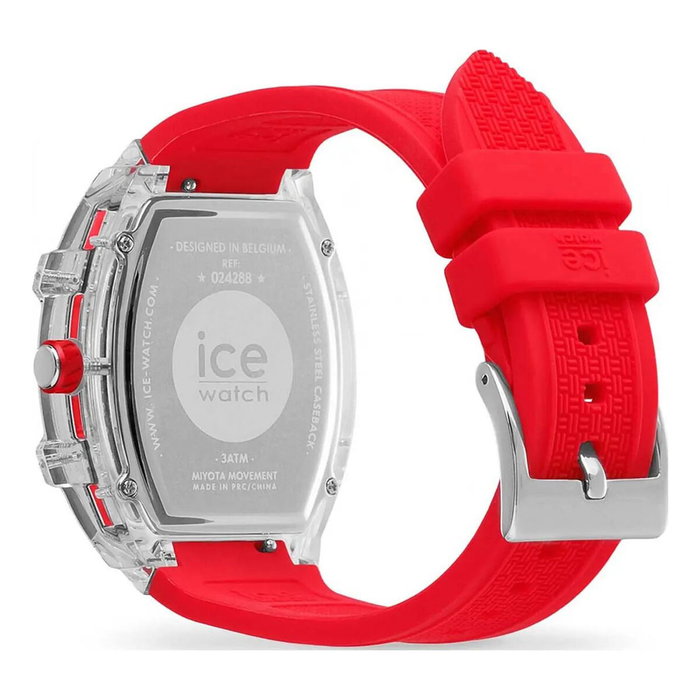 Ice Reloj 024288 con correa roja y caja transparente