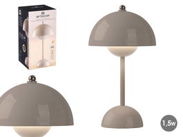 Giftdecor Lámpara Bolet Gris Claro de Sobremesa LED 1.5W, Luz 3 Colores, Batería Recargable USB-C, Dimensiones 18x18x30 cm (Set de 4)