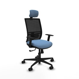 PIQUERAS Y CRESPO Silla de oficina Yunquera con mecanismo Sincro, Azul cielo y Negro