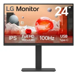 LG Monitor 24BA750-B 23.8" IPS Full HD (1920x1080) 100Hz 5ms con USB-C (65W), DisplayPort, HDMI, Altavoces, Regulación Altura y Diseño Sin Marco