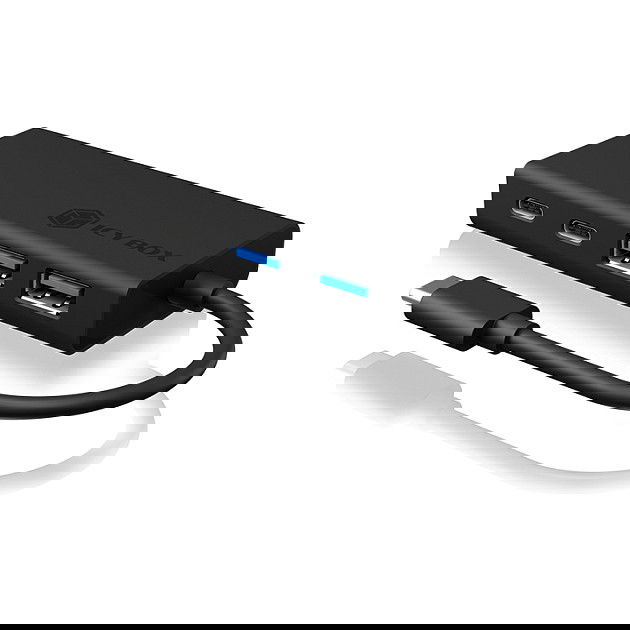 ICY BOX IB-HUB1426-CPD Hub USB 5 Puertos (2xUSB3.0, 2xUSB-C, 1xUSB-C PD 60W) SuperSpeed Pasivo Negro Aluminio