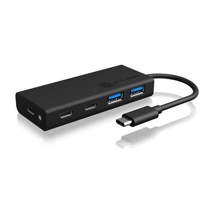 ICY BOX IB-HUB1426-CPD Hub USB 5 Puertos (2xUSB3.0, 2xUSB-C, 1xUSB-C PD 60W) SuperSpeed Pasivo Negro Aluminio