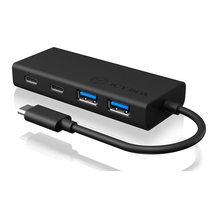 ICY BOX IB-HUB1426-CPD Hub USB 5 Puertos (2xUSB3.0, 2xUSB-C, 1xUSB-C PD 60W) SuperSpeed Pasivo Negro Aluminio