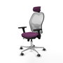PIQUERAS Y CRESPO Silla de oficina Jorquera con mecanismo Sincro/Traslack, Similpiel Morado y Malla Blanco