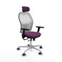 PIQUERAS Y CRESPO Silla de oficina Jorquera con mecanismo Sincro/Traslack, Similpiel Morado y Malla Blanco