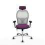 PIQUERAS Y CRESPO Silla de oficina Jorquera con mecanismo Sincro/Traslack, Similpiel Morado y Malla Blanco