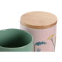 DKD Home Decor Surtido de 2 Botes de Gres y Bambú Floral