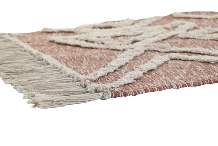 DKD Home Decor Alfombra Pasillo Rosa Blanco Algodon Polyester 240 x 60 cm (2 Unidades)