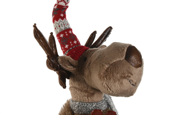 DKD Home Decor Figura Reno Ski Rojo y Marrón