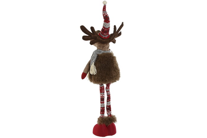 DKD Home Decor Figura Reno Ski Rojo y Marrón