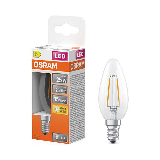 OSRAM LED-Lampe RETROFIT CLASSIC B 2,5 W E14 klar
