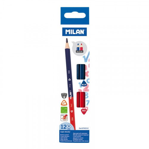 Milan Lápices Bicolores Azul y Rojo 0702312 Caja 12 Unidades