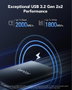 Lexar SSD externo portátil 1TB USB 3.2 Gen2x2 2000MB/s lectura 1800MB/s escritura
